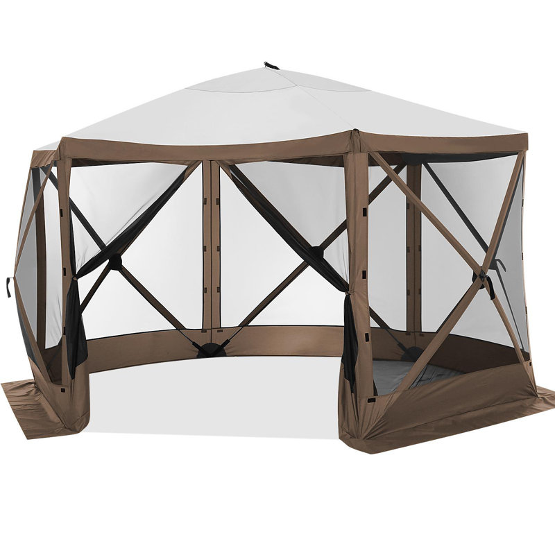 DreamDwell Home 12Ft x12Ft Pop Up Steel Patio Gazebo with Mosquito Netting Sidewalls Insect